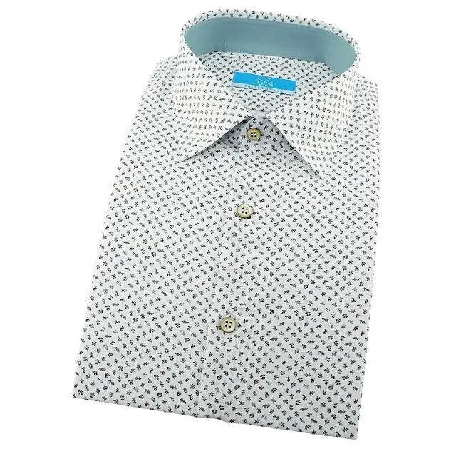 【襯衫工房】長袖襯衫-白底深藍色抽象小雛花印花  大碼XL 歷史價格詳細信息