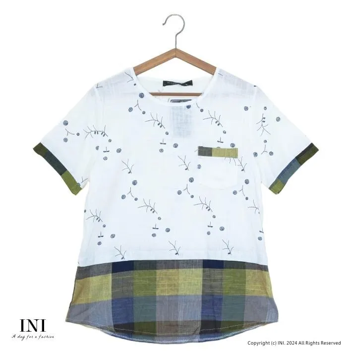 【INI】甜美氣息、可愛穿搭印花舒適上衣．水藍色 歷史價格詳細信息