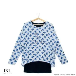 【INI】優雅率性、優美印花可拆式假兩件上衣．灰色 歷史價格詳細信息