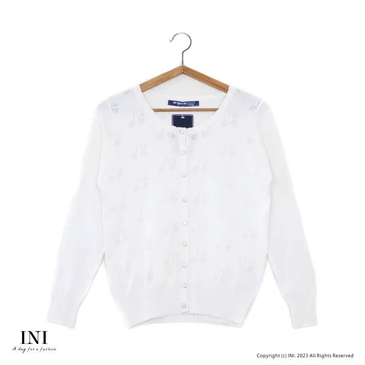 【INI】隨時穿搭、櫻桃織紋針織外套上衣．灰色 歷史價格詳細信息