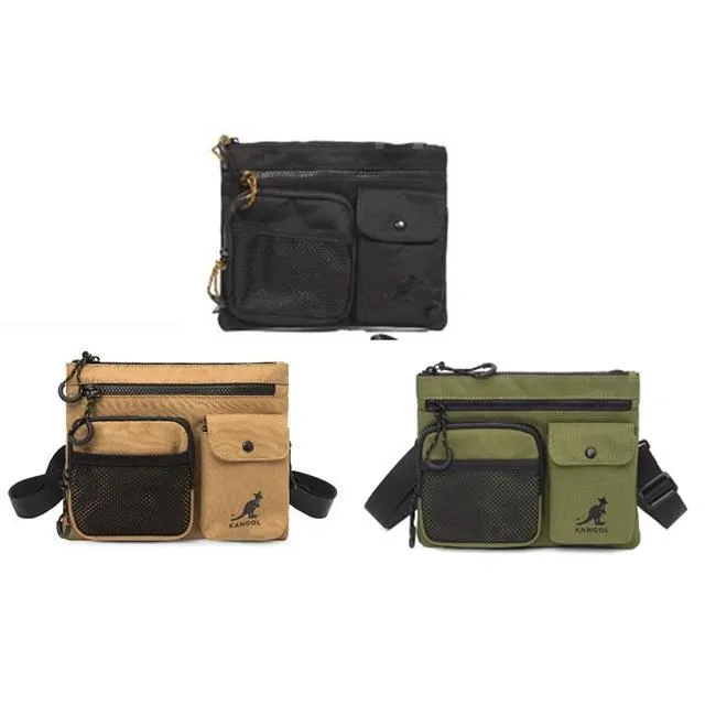 KANGOL 肩背包中容量可8寸平板主袋+外袋共三層進口防水尼龍布肩背斜側中性款 歷史價格詳細信息