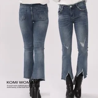 KOMI-丹寧條紋鬆緊綁帶牛仔褲‧二色 歷史價格詳細信息