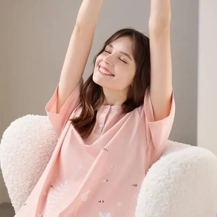 Rosemaid 羅絲美 - 玫瑰花園100%純棉半開釦短袖洋裝睡衣【R4119】 歷史價格詳細信息