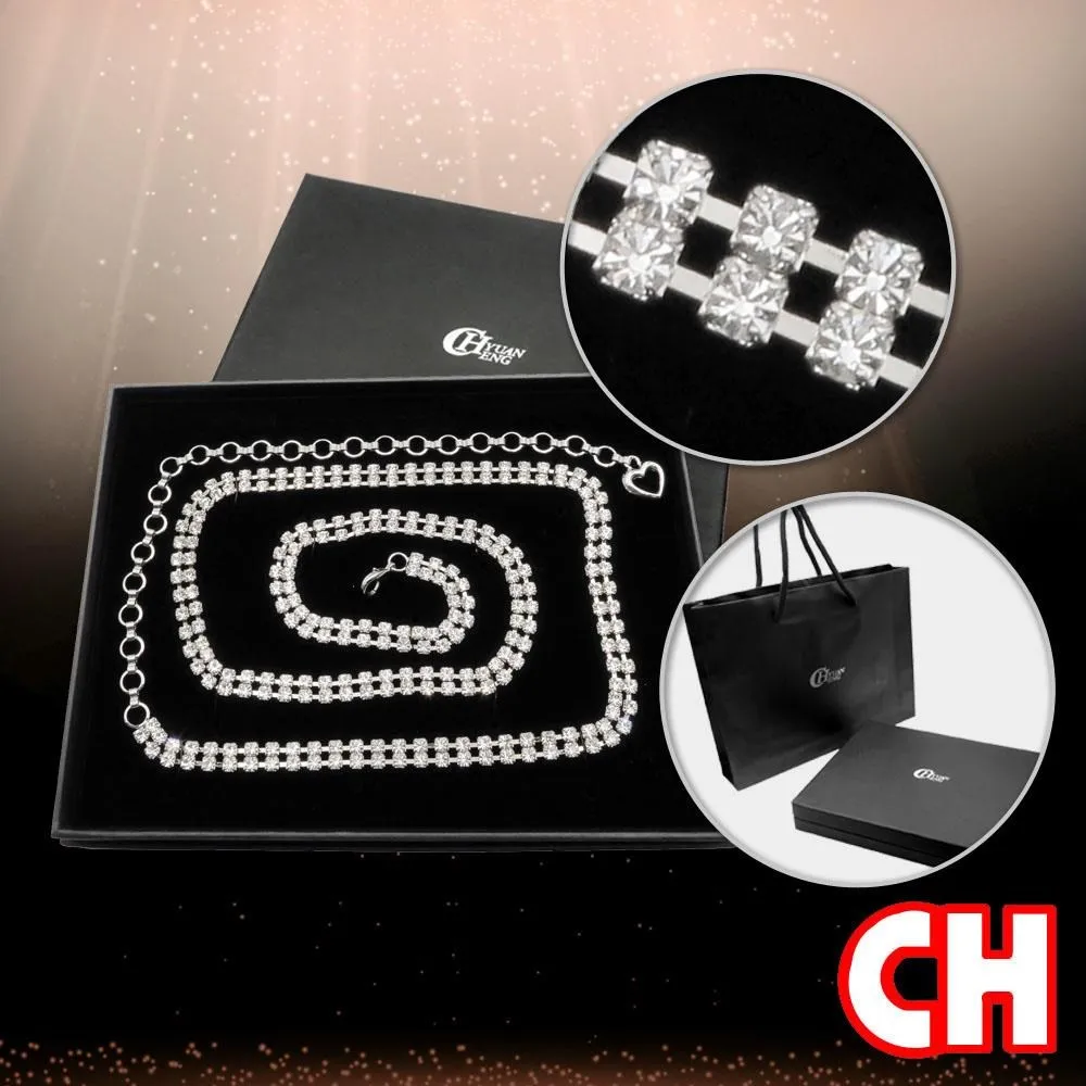 【CH-BELT 銓丞皮帶】奧鑽bling閃亮水鑽流行新潮造型女生腰帶鍊帶 歷史價格詳細信息