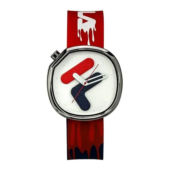 【FILA 斐樂】月蝕系列塗鴉風LOGO方形腕錶-百搭白/38-162-302 歷史價格詳細信息