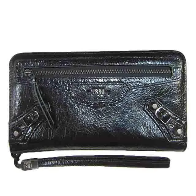 長夾中性款100%進口牛皮革長型皮夾二段三折暗釦型大容量不折鈔 歷史價格詳細信息