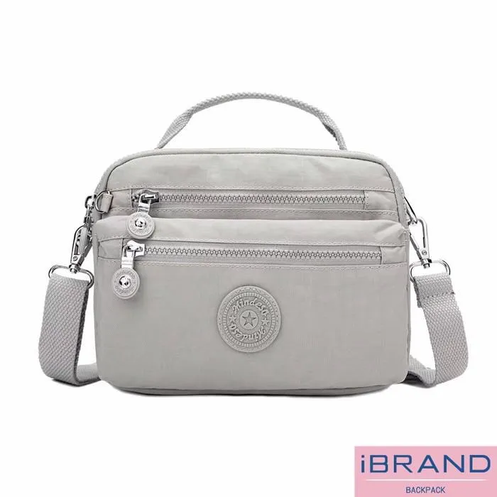 iBrand 輕盈防潑水雙拉鍊撞色手提側斜背包 -黑色 MDS-8642 歷史價格詳細信息