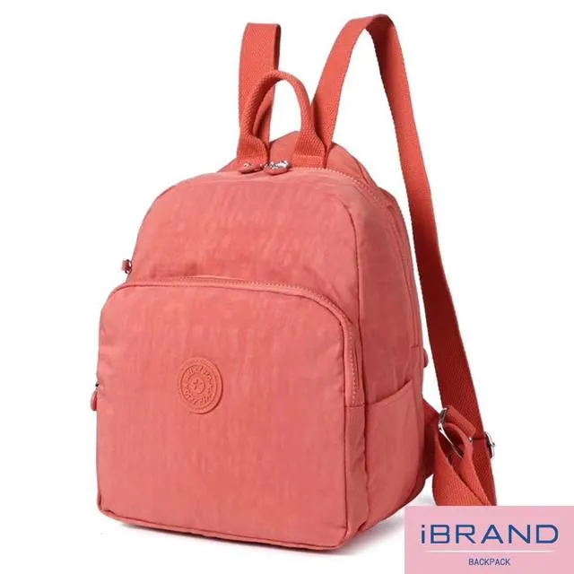 iBrand後背包 輕盈防潑水素色大口袋尼龍後背包-黑色 歷史價格詳細信息