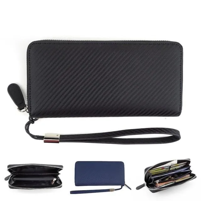 【玩皮工坊】碳纖維牛皮9卡位拉鍊小長夾男夾LH1048 歷史價格詳細信息