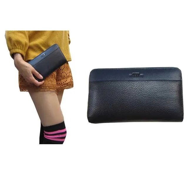 長夾中性款100%進口牛皮革長型皮夾二段三折暗釦型大容量不折鈔 歷史價格詳細信息