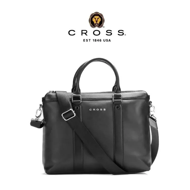 【CROSS】頂級小牛皮手柄拉鍊手提/斜背公事包 加百列系列 (14吋 黑色) 歷史價格詳細信息