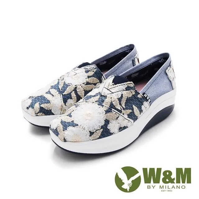 W&M(女)BOUNCE編織輕量增高厚底休閒鞋 女鞋-藍色 歷史價格詳細信息