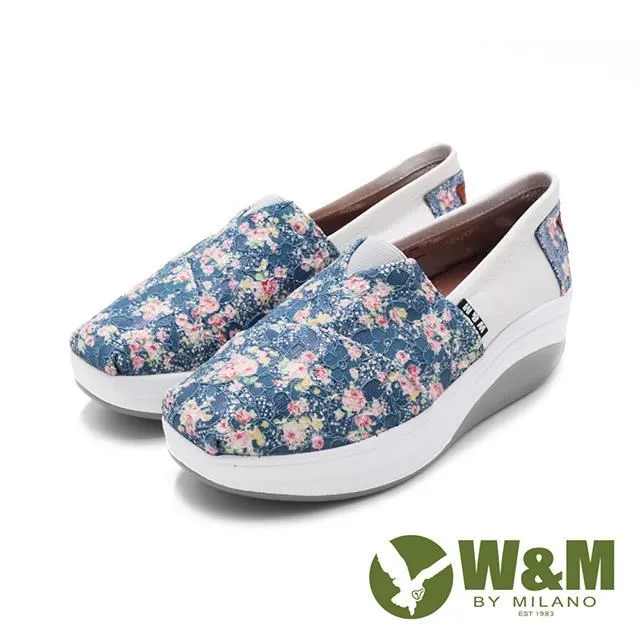 W&M(女)BOUNCE編織輕量增高厚底休閒鞋 女鞋-藍色 歷史價格詳細信息