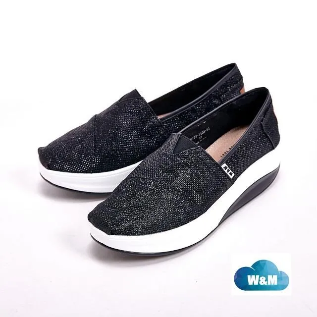 W&M BOUNCE系列 厚底增高鞋 女鞋-亮鑽黑(另有亮鑽金粉) 歷史價格詳細信息