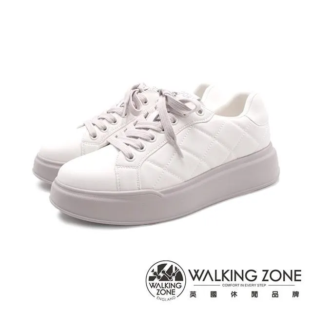 WALKING ZONE(女)小鑽飾車白線增高厚底休閒 女鞋-黑(另有白) 歷史價格詳細信息
