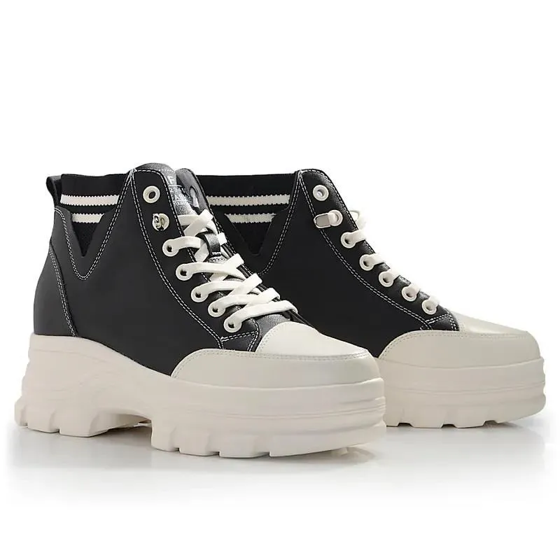 Keeley Ann高筒顯瘦綁帶馬丁靴(米白色477567132) 歷史價格詳細信息