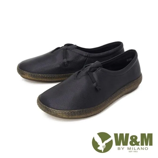 W&M(女)大圓頭簡約車縫感懶人休閒鞋 女鞋-黑色 歷史價格詳細信息