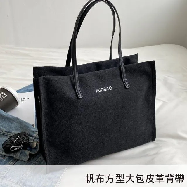 【帆布包】純棉 肩背寬底雙前袋 側背包 肩背包 ／肩背+手提／拉鍊／黑色 歷史價格詳細信息