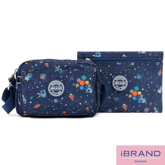 iBrand斜背包 輕盈防潑水雙口袋斜側背包-自信黑 歷史價格詳細信息