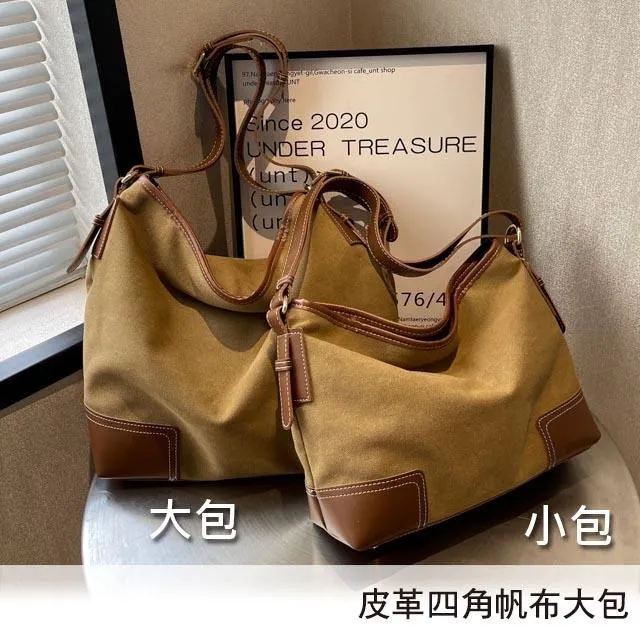 【帆布包】純棉 肩背寬底雙前袋 側背包 肩背包 ／肩背+手提／拉鍊／黑色 歷史價格詳細信息