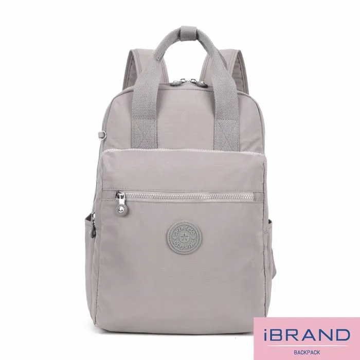 iBrand後背包 輕盈防潑水手提口袋尼龍後背包-灰色 歷史價格詳細信息