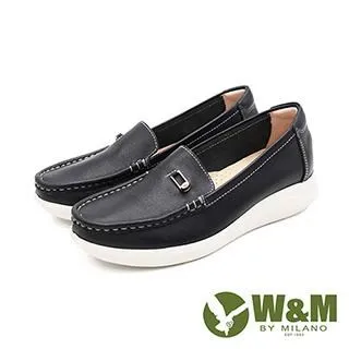 W&M(女)小切口縫線懶人休閒 莫卡辛女鞋-黑(另有白) 歷史價格詳細信息