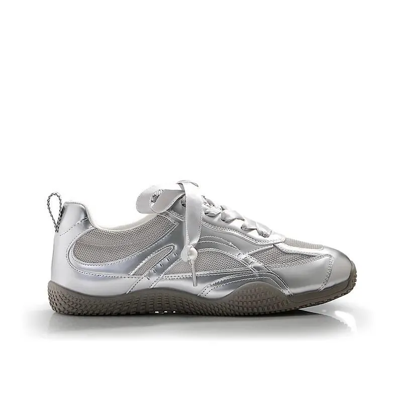 芭蕾風銀色圓頭可愛小單鞋軟乎乎一腳蹬舒適奶奶鞋平底小皮鞋女 歷史價格詳細信息