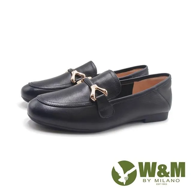 W&M(女)金屬方釦柔軟牛皮平底鞋 女鞋-米白 歷史價格詳細信息