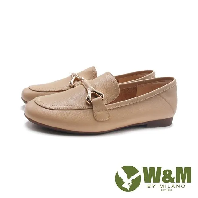 W&M(女)金屬方釦柔軟牛皮平底鞋 女鞋-米白 歷史價格詳細信息