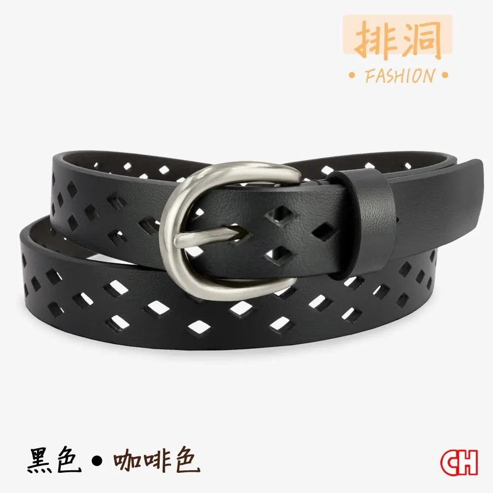 【CH-BELT 銓丞皮帶】流行縷空造型細版女生腰帶皮帶(黑) 歷史價格詳細信息