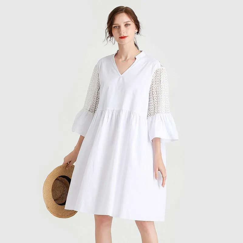 蕾絲拼接中長版T恤 棉T 寬鬆大碼T恤【2104F】 歷史價格詳細信息