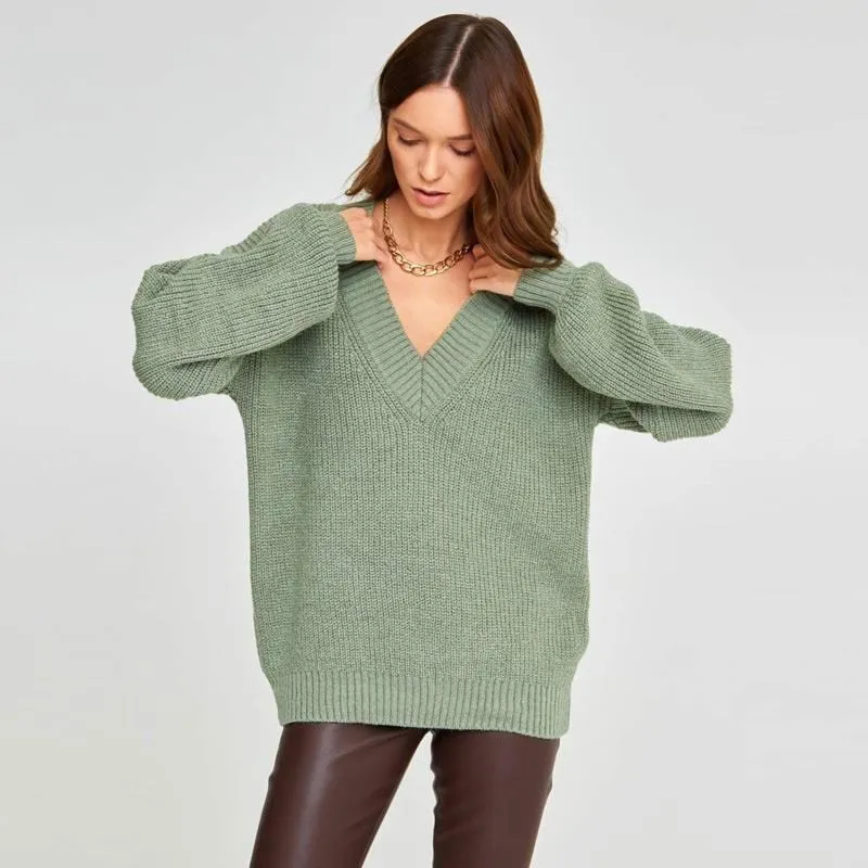 美式V領針織衫女 復古寬鬆慵懶休閒設計感黑色毛衣 歷史價格詳細信息