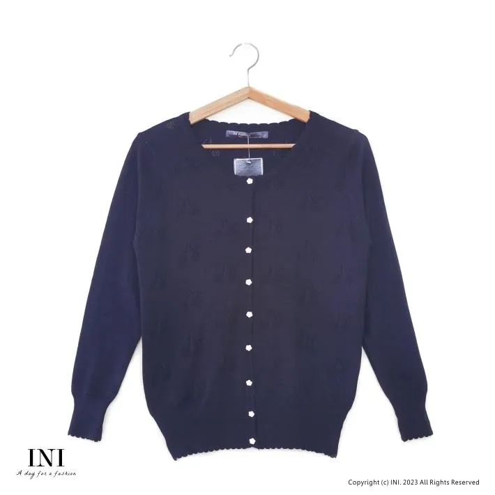 【INI】隨時穿搭、櫻桃織紋針織外套上衣．灰色 歷史價格詳細信息