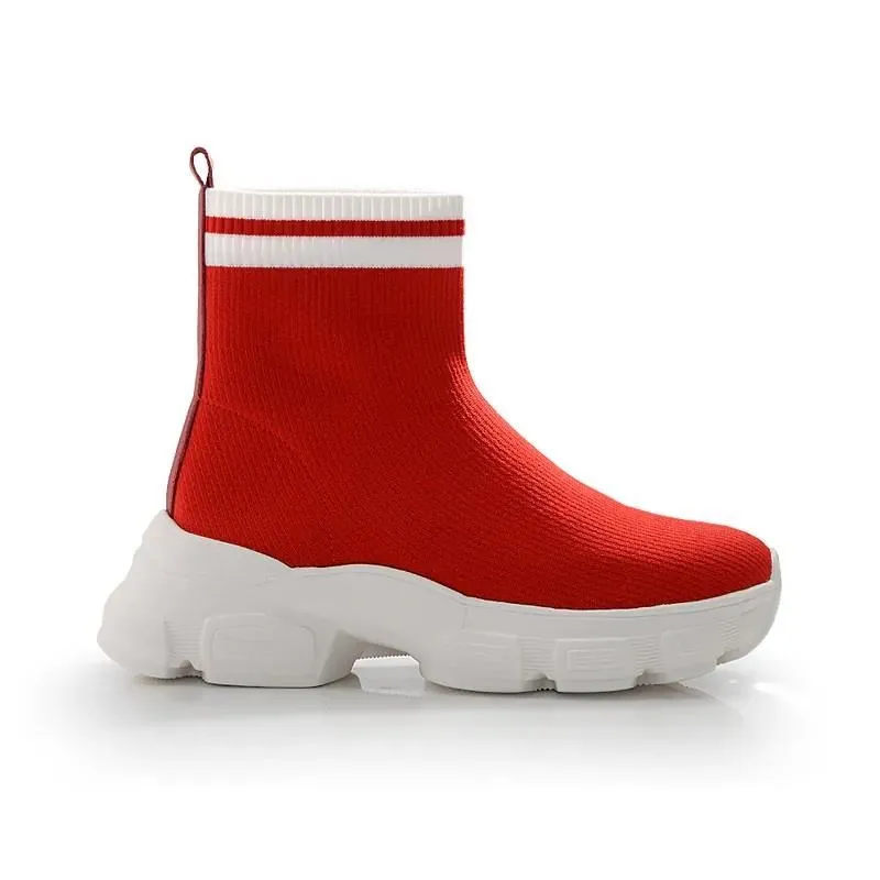 Keeley Ann 襪套式免綁帶高筒休閒鞋(黑色476577210) 歷史價格詳細信息