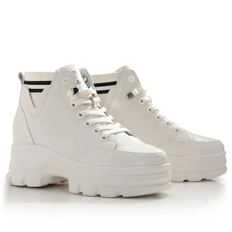 Keeley Ann高筒顯瘦綁帶馬丁靴(米白色477567132) 歷史價格詳細信息