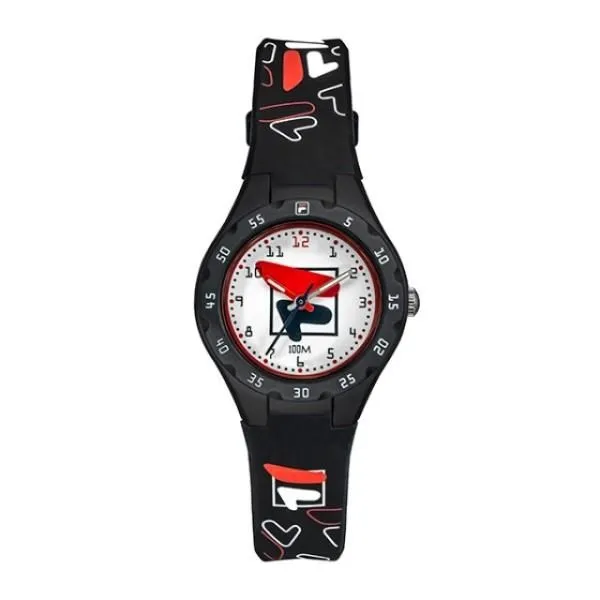 【FILA 斐樂】塗鴉風LOGO趣味造型腕錶-經典黑/38-321-302 歷史價格詳細信息