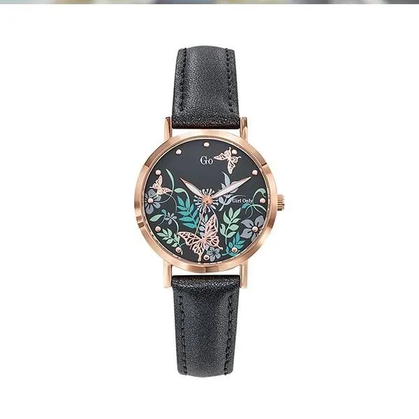 【Go Girl Only】蝶飛系列法國時尚鏤空腕錶-玫瑰金x黑/695053 歷史價格詳細信息