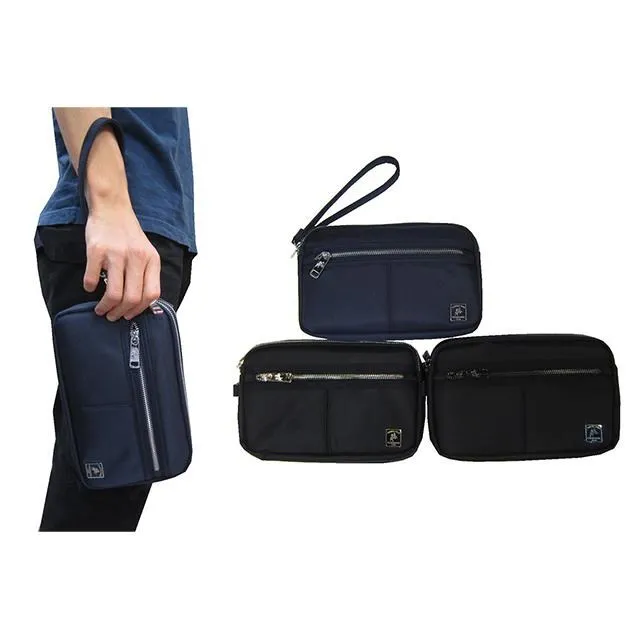 防水戶外手拿包油蠟帆布瘋馬皮男女收納包洗漱包復古拉鍊整理小包 歷史價格詳細信息