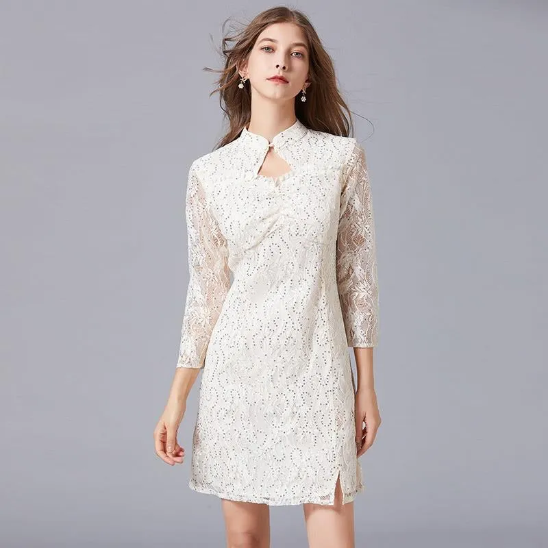 《D'Fina 時尚女裝》 法式名媛風甜美點點波網紗荷葉邊拼接吊帶牛仔洋裝 歷史價格詳細信息