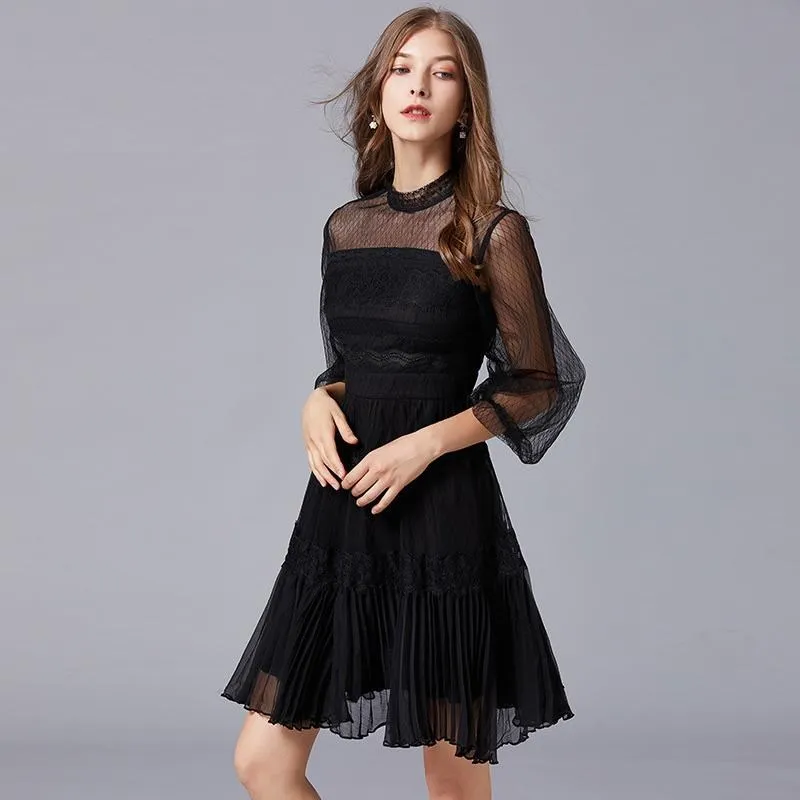 《D'Fina 時尚女裝》 蕾絲洋裝 棉花糖女孩時尚點點波鬆緊腰大碼裙 歷史價格詳細信息