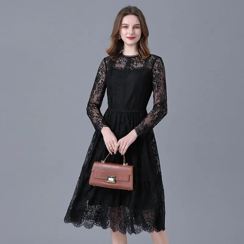 《D'Fina 時尚女裝》 蕾絲洋裝 棉花糖女孩時尚點點波鬆緊腰大碼裙 歷史價格詳細信息