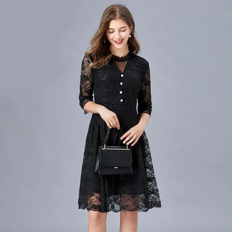 《D'Fina 時尚女裝》 蕾絲洋裝 棉花糖女孩時尚點點波鬆緊腰大碼裙 歷史價格詳細信息