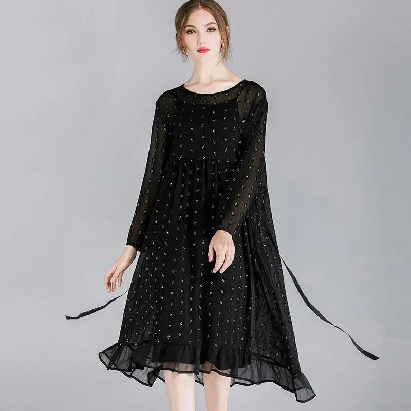 《D'Fina 時尚女裝》 飄逸感 波西米亞風顯瘦大喇叭袖蕾絲洋裝 (2色) 歷史價格詳細信息