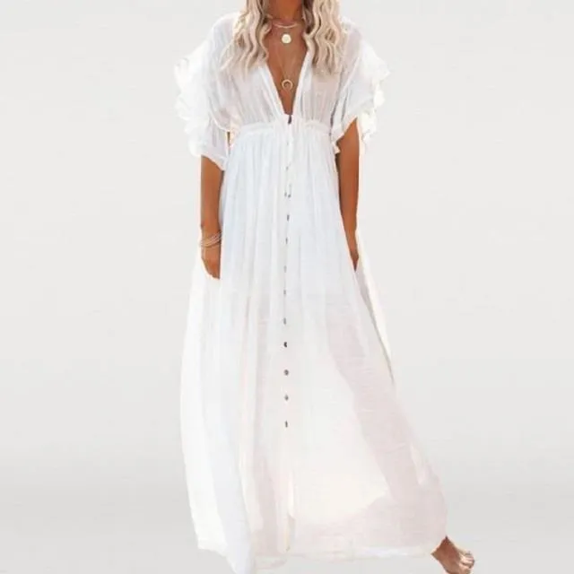 《D'Fina 時尚女裝》 沙灘裙波西米亞長裙超仙海邊度假顯瘦法式大碼洋裝 歷史價格詳細信息