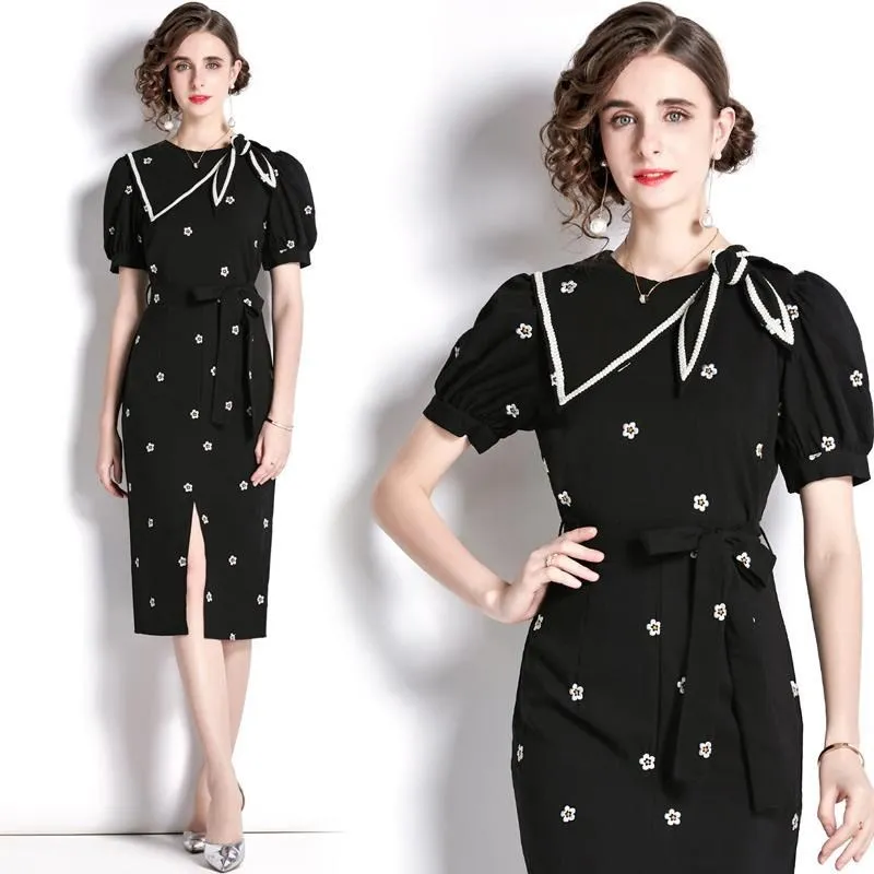 《D'Fina 時尚女裝》 減齡碎花裙性感飛飛袖網紗拼接洋裝修身開叉裙子 歷史價格詳細信息