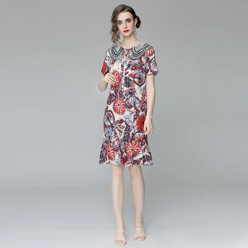 《D'Fina 時尚女裝》 碎花洋裝設計感寬鬆顯瘦赫本風法式長版圓領裙子洋裝 歷史價格詳細信息