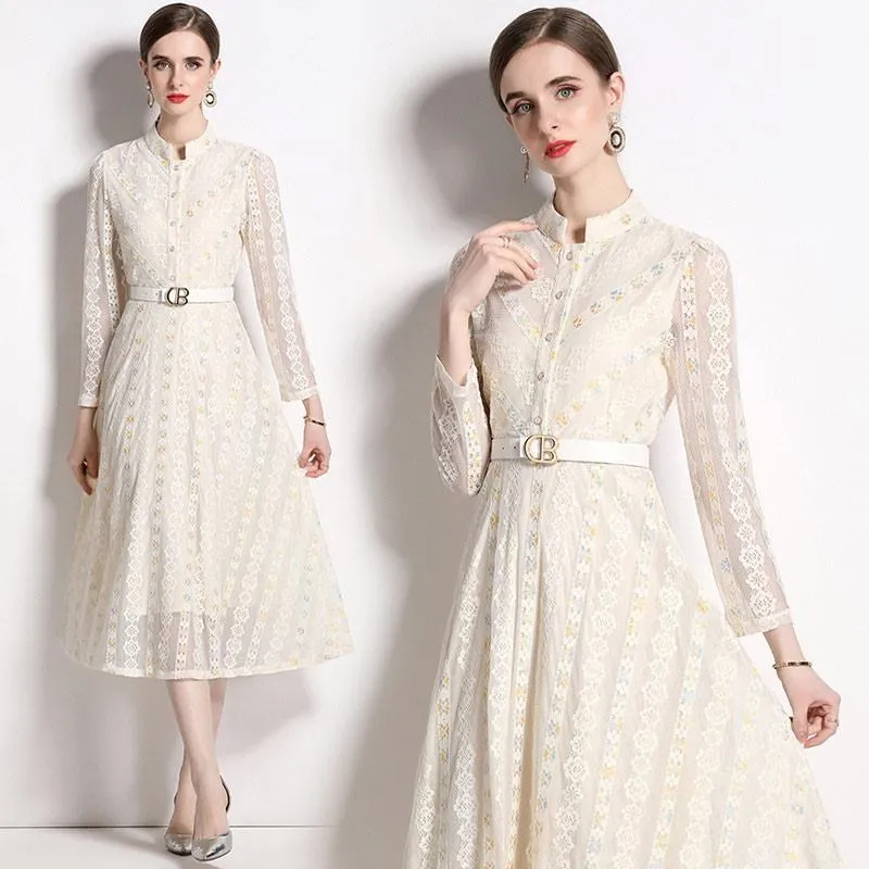 《D'Fina 時尚女裝》 蕾絲洋裝 棉花糖女孩時尚點點波鬆緊腰大碼裙 歷史價格詳細信息