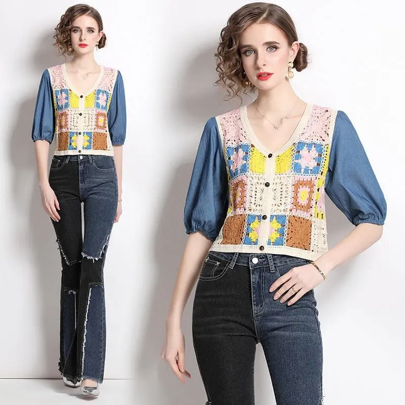 兩件裝/ 復古彩虹條紋Polo衫  情侶古著針織衫+寬鬆復古工裝牛仔褲 秋冬毛衣日系套裝【逆主流】 歷史價格詳細信息