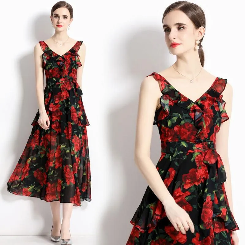 《D'Fina 時尚女裝》 碎花假兩件吊帶洋裝寬鬆顯瘦小個子短裙子 歷史價格詳細信息