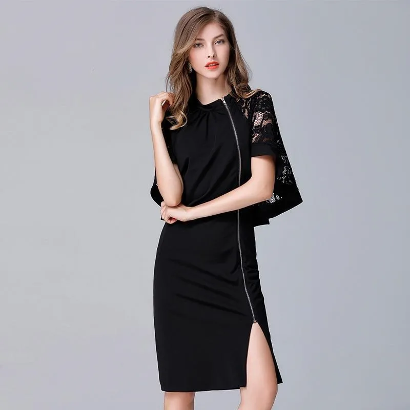 《D'Fina 時尚女裝》 棉花糖女孩歐美時尚v領蕾絲網紗拼接打底洋裝 歷史價格詳細信息